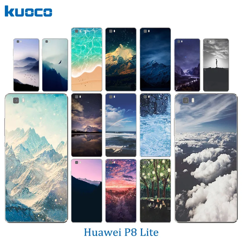 Soft TPU Phone Case for Huawei P8 LITE Silicon Matte Back Cover Anti Knock Slim Funda Ascend Lite Landscape Pattern Coque |