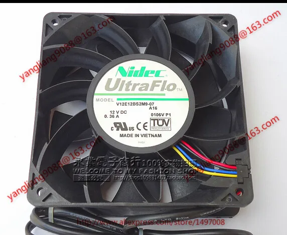 

Free Shipping For Nidec V12E12BS2M9-07, A16 DC 12V 0.36A, 120x120x38mm 4-wire Server Square Cooling Fan