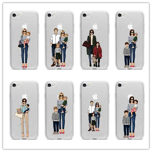 Moda Mae Do Bebe Caso Menina Para o iphone XR XS MAX 8 6 7 Plus 5 4 Мягкий ТПУ Прозрачный чехол для телефона |