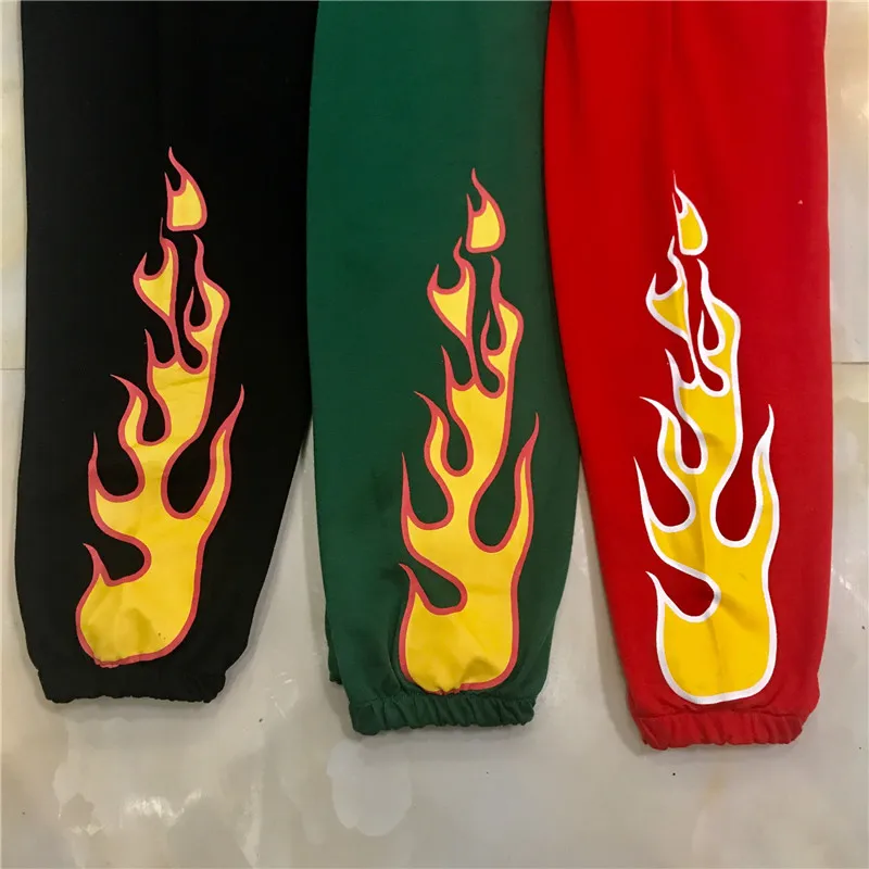 Харадзюку брюки с принтом пламени для женщин эластичный пояс Прямые повседневные хипстерские брюки для мужчин и женщин