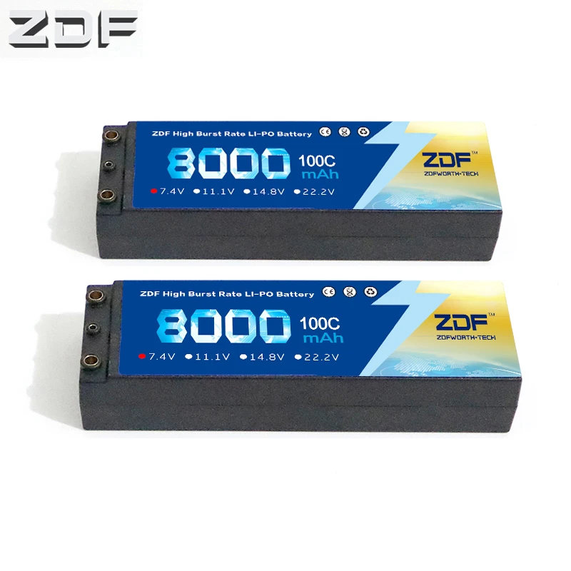 2 шт. перезаряжаемая литий полимерная батарея ZDF Power 7 4 В 8000 мАч 2S 100C 200C для TRX Plug