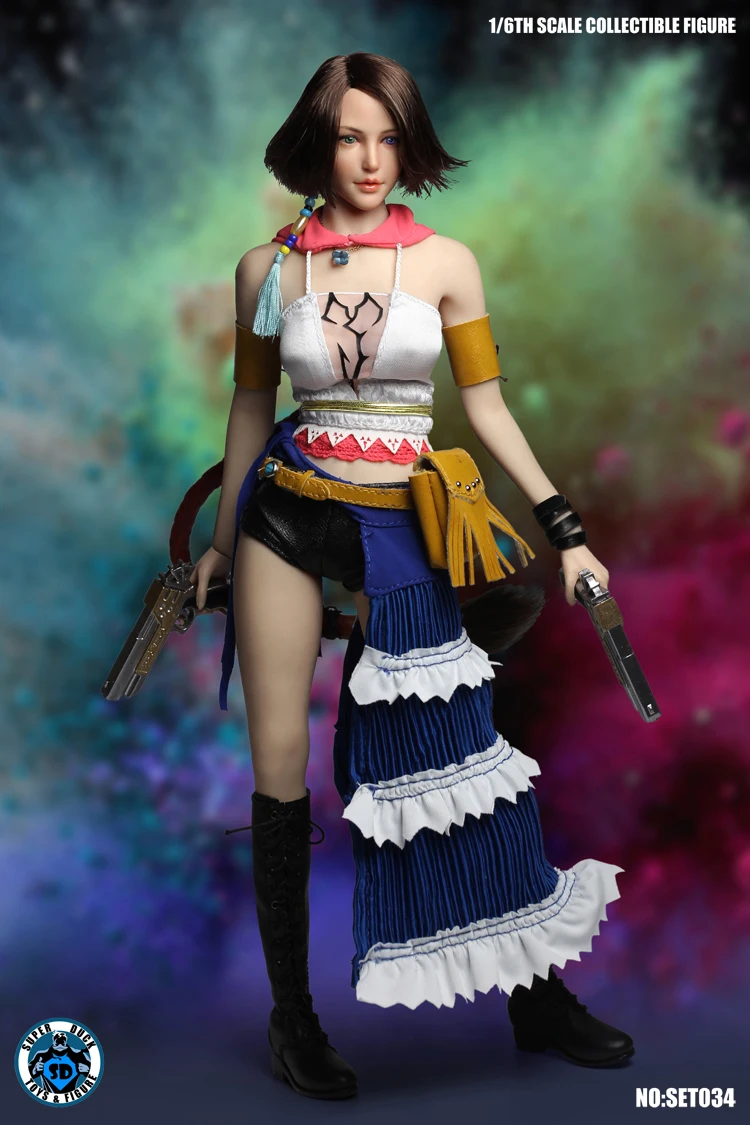 SET034 1/6 весы Коллекционная женской фигуры Yuna головы одежда оружие Модель