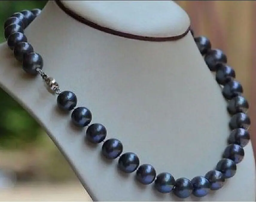 

natural 10-11mm black blue south sea pearl necklace 18 inch r a(5.18)