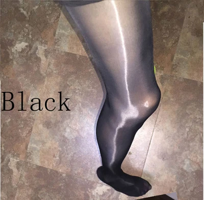 FENNASI фантазийные женские блестящие открытые прозрачные сексуальные масляные блестящие высокие эластичные трико открытые антифрикционные чулки тонкие колготки - Цвет: Black