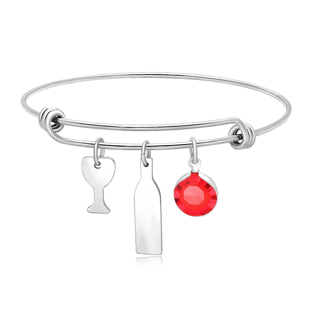 Из Китая популярные чашки и бутылки в форме Birthstone Charm из нержавеющей стали регулируемый браслет