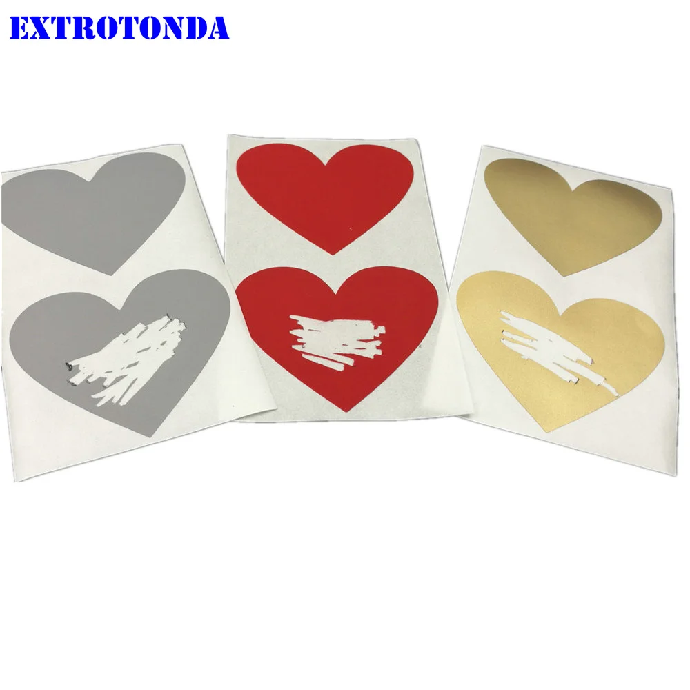 

50pcs Scratch Off Stickers Label 60x70mm Love Heart Shape Red Gold Silver Color For Game Wedding Anagrammatism Diary