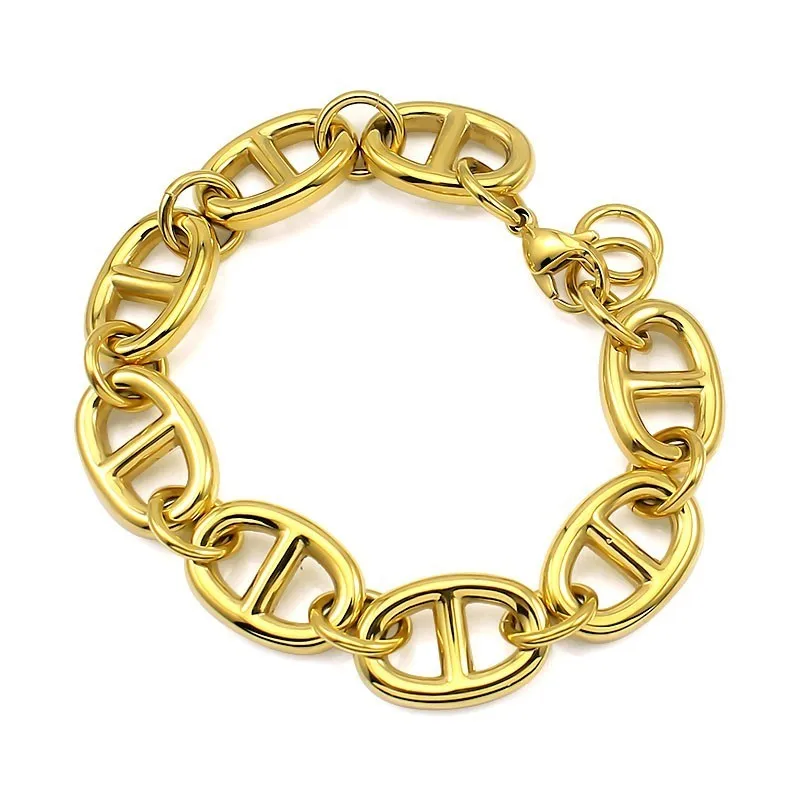 small gold color COUYA Jewelry Bracelets for Women Men of Bracelets 23CM Length Chain Charm Bangles Fashion Clothing Jewelry Wholesale B10018 - Окраска металла: small gold color