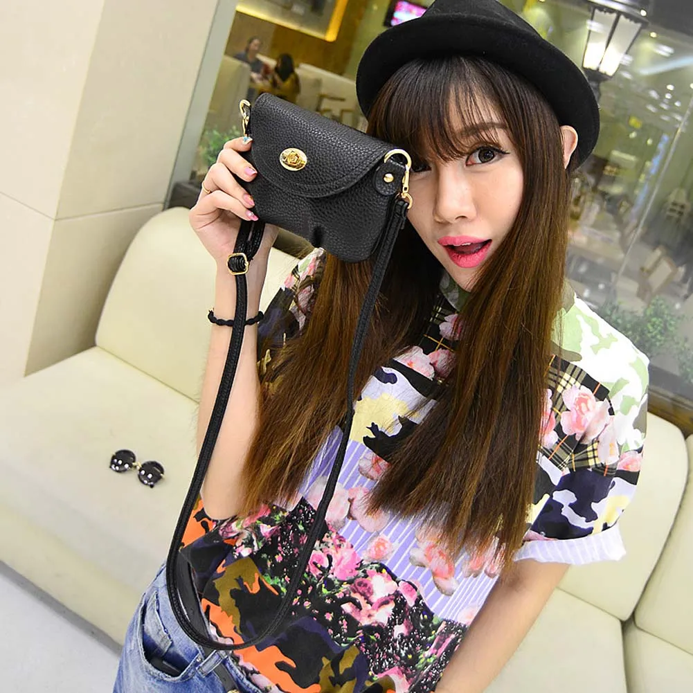 

New Fashion Women's Cute Wallets Crossbody Retro Small Bags Solid PU Leather Bag WF 668