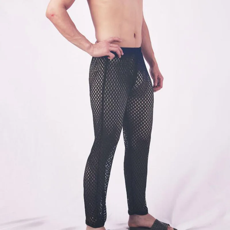 Мужская пижама hombre ropa interior прозрачные домашние штаны сексуальное Сетчатое