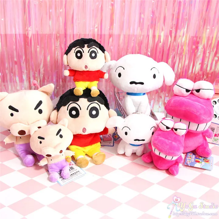 

candice guo! cute plush toy cartoon Crayon Shin chan white dog pig dinosaur soft small pendant doll birthday Christmas gift 1pc
