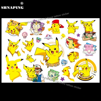

SHNAPIGN Pokemon Go Child Temporary Body Art Flash Tattoo Sticker 10*17cm Waterproof Henna Fake Tato Car Styling Sticker
