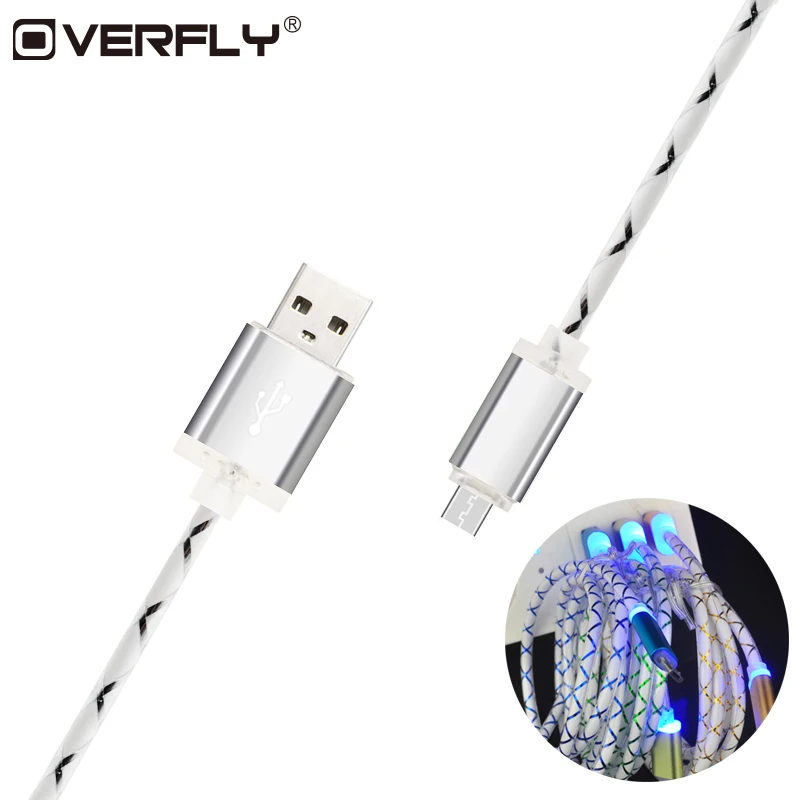

Overfly 1 M Micro USB Cable for Sumsang Xiaomi Color Fiber Optic Data Cable Fast Charging Phone Cables for Android