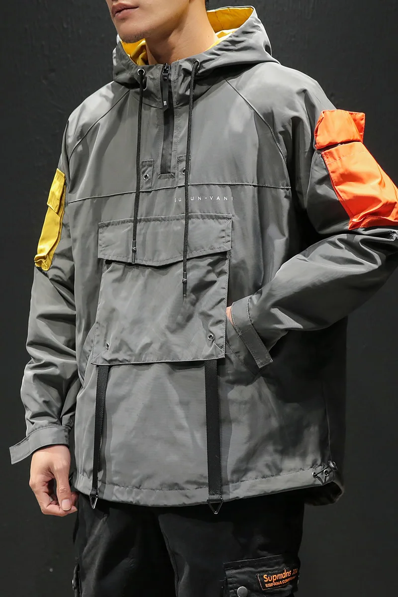 Spring Hip Hop Hooded Patchwork Mens Jacket Coat Male Hoodies coats 2019 Men Black Couple Streetwear Hoody bomber jacket M-5XL