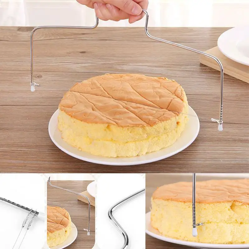 

High Quality Stainless Steel Adjustable Double Wire Cake Cutter Slicer Leveler DIY Cake Tools Cutter Strings Kitchen Accessories