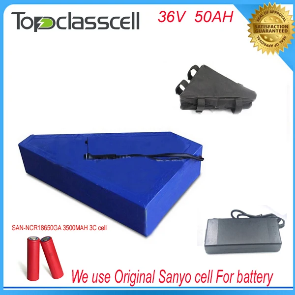 

36V 50AH 1000W Rechargeable lithium battery ebike triangle battery for 36v 1000w/750w  bafang mid-drive motor For Sanyo Cell