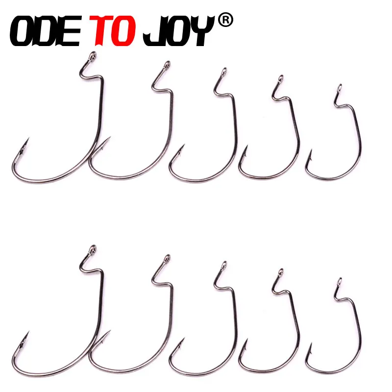ODETOJOY50pcs/lot blackHigh carbon Steel Fishing Hooks Crank Led Sharp