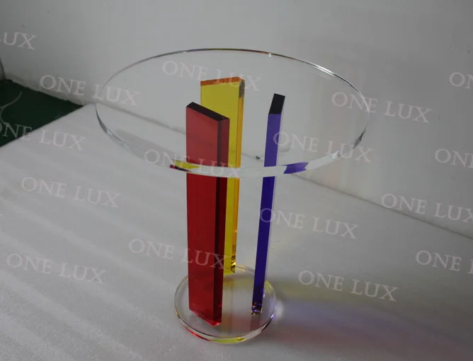 ONE LUX Acrylic Rainbow Coffee Table, Round Lucite Living room Tables Small Size ONE LUX Acrylic Rainbow Coffee Table, Round Lucite Living room Tables Small Size