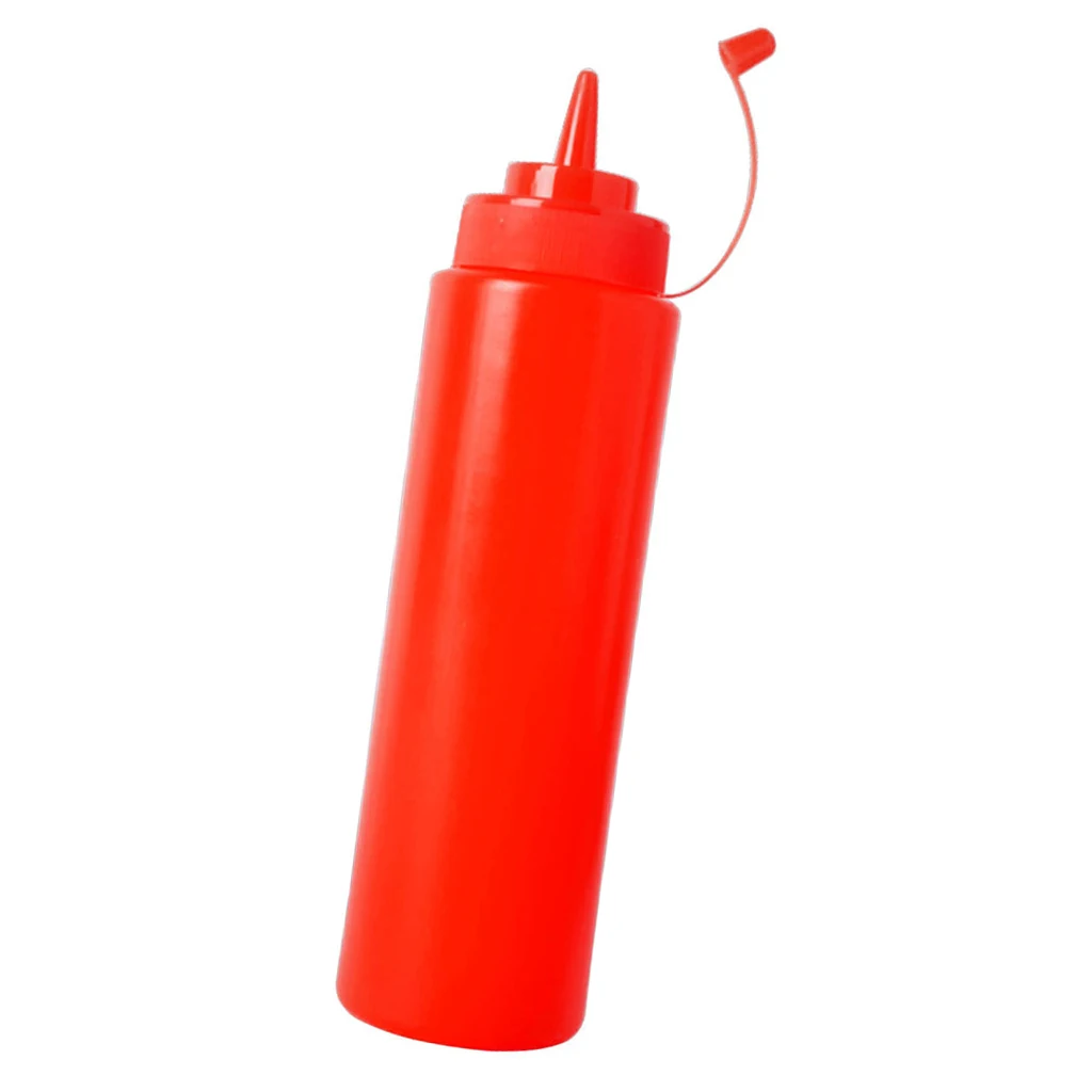 Durable Kitchen Accessories Mustard Vinegar Salad Sauce Plastic Squeeze Oil Dispenser Bottle Ketchup Mustard Dispenser Red 240ml
