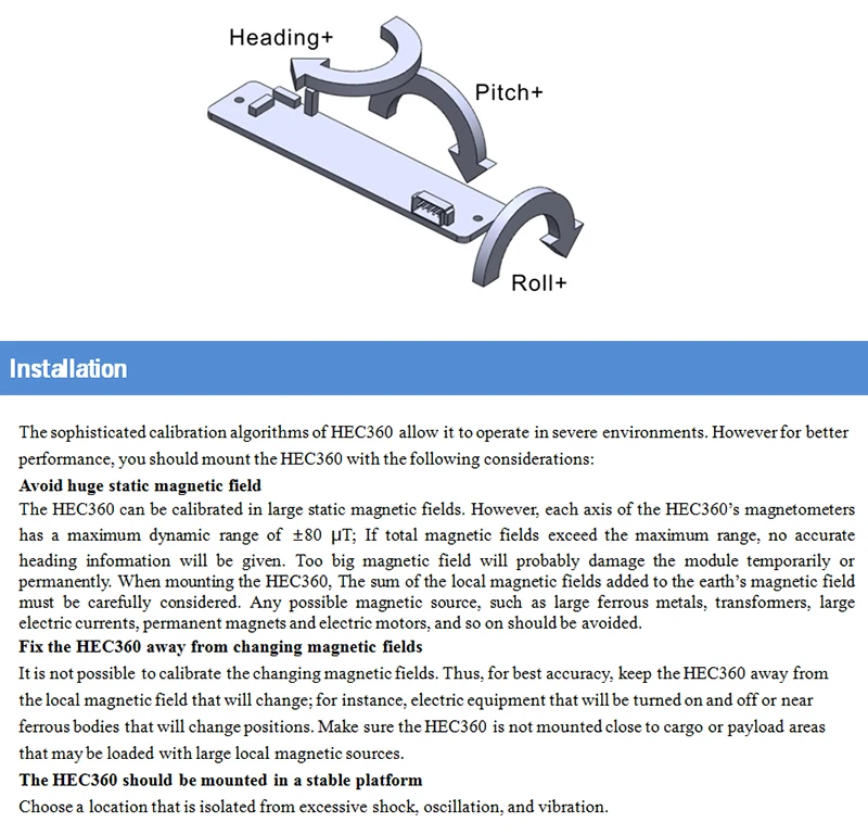 HEC360 три оси 3D электронный цифровой компас датчик угла 0,3-0,5 точность/0,1 разрешение(RS232 RS485 ttl Modbus опционально