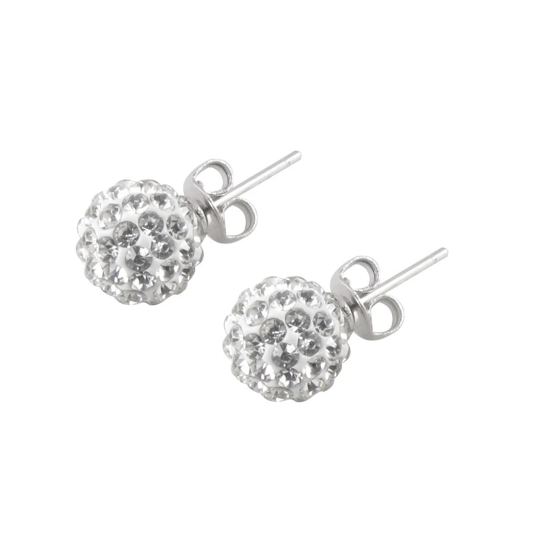 Buy 2 Pcs Round Shape Rhinestone Decor Stud Earrings