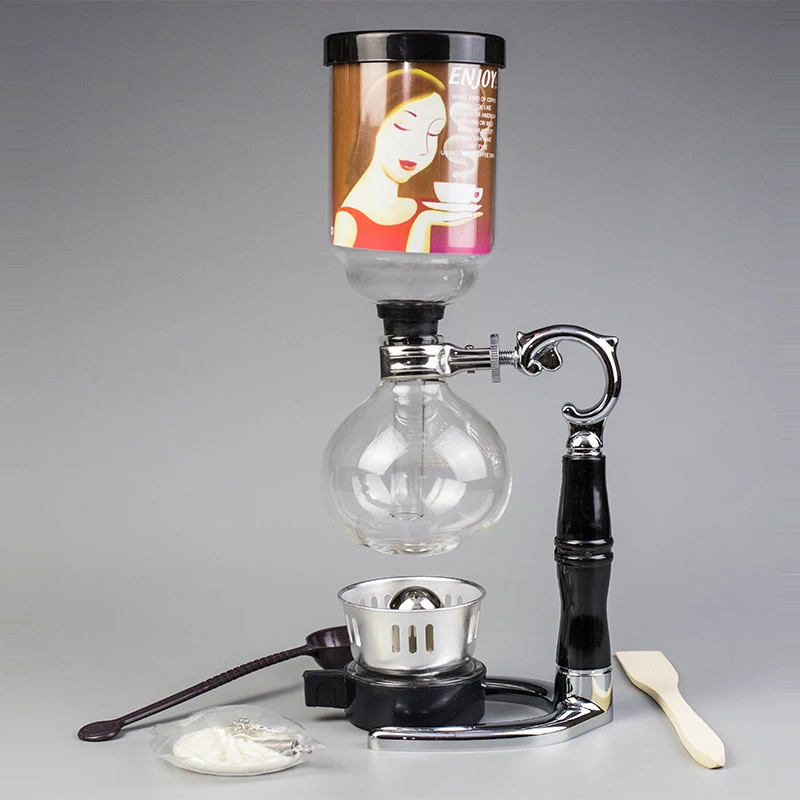 

New Syphon Coffee Maker 3Cups 300ml Siphon Coffee Pot Tea Filter Vacuum Glass Pot With Burner Syphon Coffee Machine