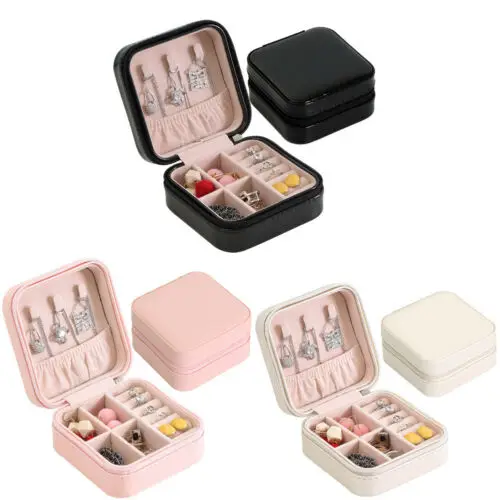 Fashion Solid Small Faux Leather Travel Necklace Ring Box Portable Jewelry Case Organizer Storage | Дом и сад