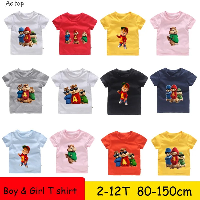 

2T-12T NEW Clothing Sweatshirt Funny Cartoon Alvin And The Chipmunks Printed 3D Cute Sweatshirt Children's summer,b900