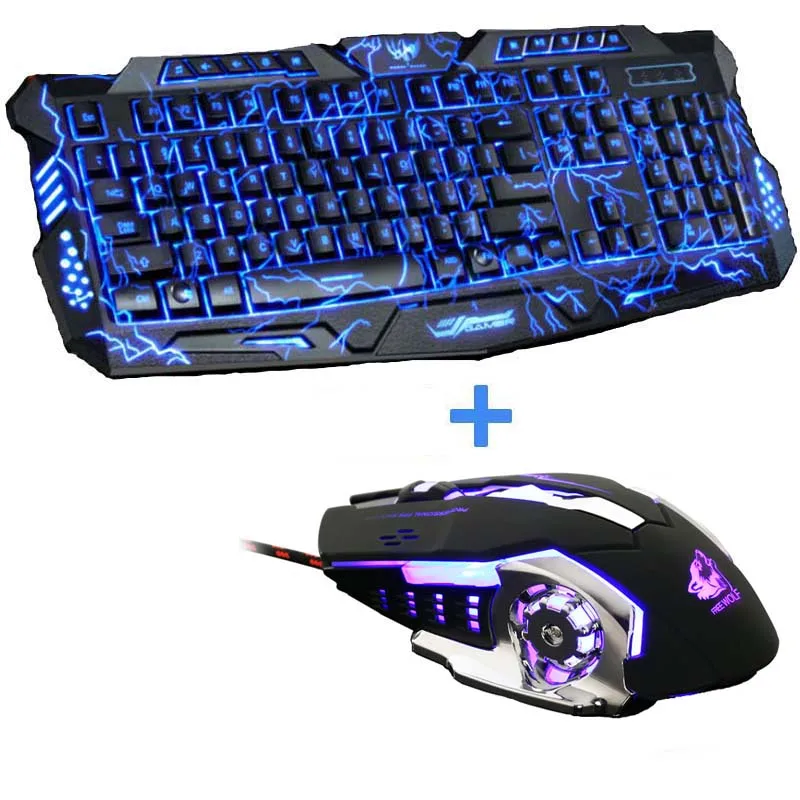 

Tri-Color LED Backlight Pro Gaming Keyboard USB Wired for PC Laptop+6 Button 3200DPI USB Wired Mechanical Gaming Mouse Game Mice