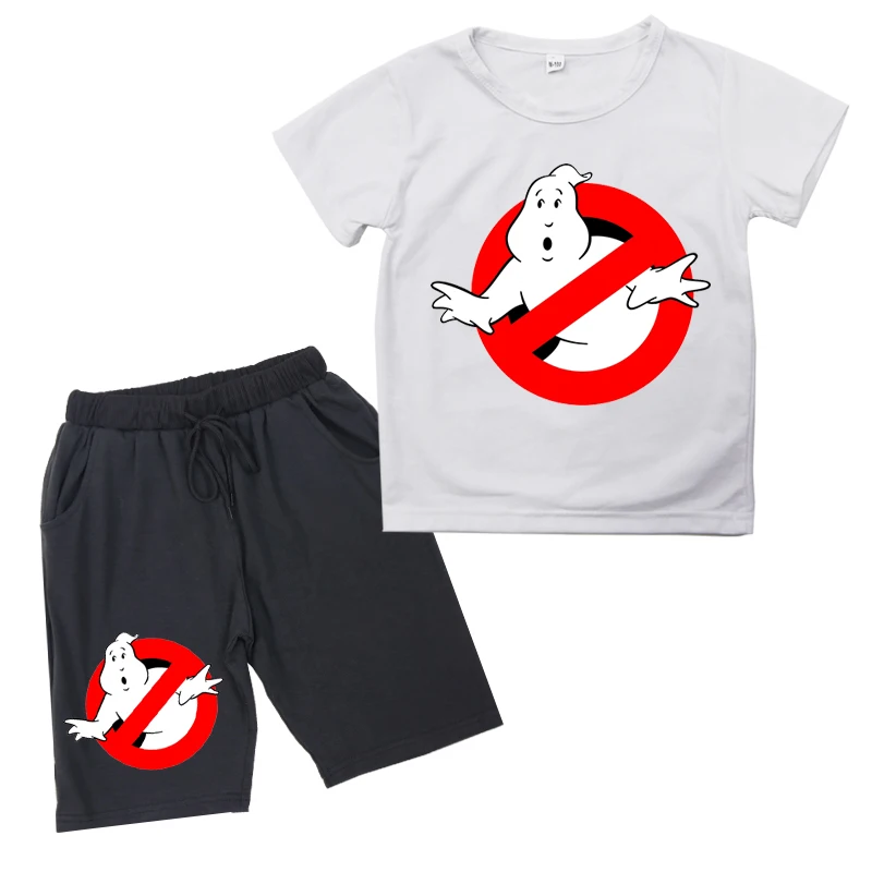 Новое поступление, детская одежда для маленьких мальчиков футболка с короткими рукавами и принтом «призрак»+ шорты комплект из 2 предметов, одежда для девочек и мальчиков - Цвет: 3