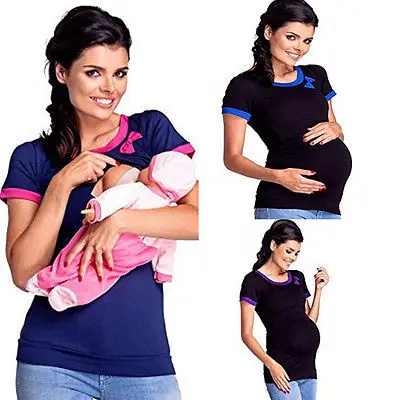 

Mommy nurse Blouses Short Sleeve Maternity Clothes Breastfeeding Top Nursing Top Women Size S-XXL