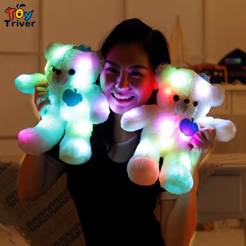 

35cm colorful glowing luminous lighting plush cute little bear gift for children baby kids Creative home deco happy birthday