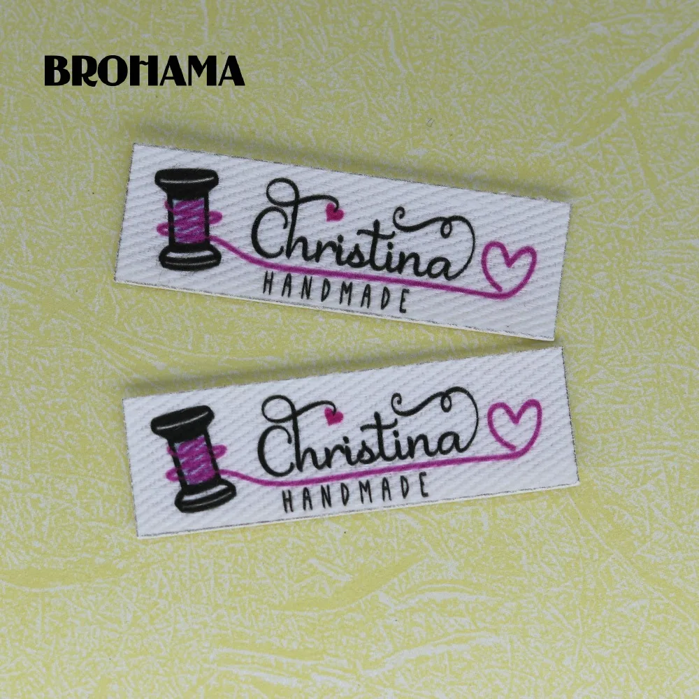 

120 pieces Custom logo labels, Name iron on label, Custom Clothing tags, Organic Cotton Labels