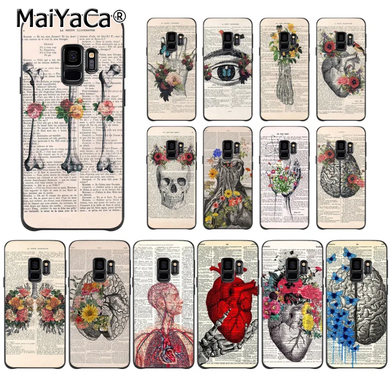 

MaiYaCa Human anatomy organ newspaper TPU Soft Phone Case for Samsung S9 S9 plus S5 S6 S6edge S6plus S7 S7edge S8 S8plus cover