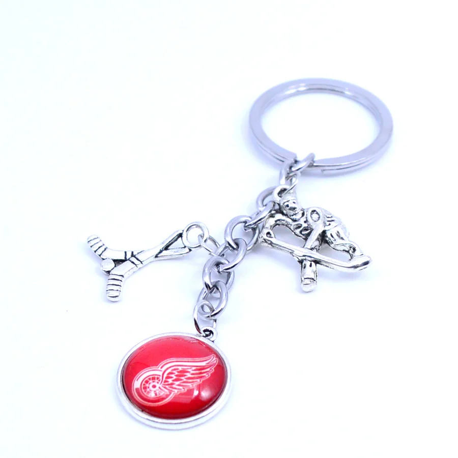 Ice Hockey Keychain NHL Detroit Red Wings Charm Key Chain Car Keyring