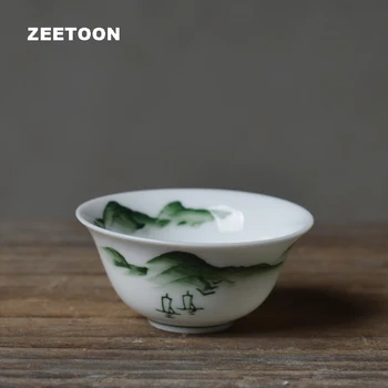 

6PCS 30ml Chinese Ceramic Kung Fu Tea Set Hand Painted Landscape Teacup Porcelain Tieguanyin Tea Cup Vintage Master Small Cup