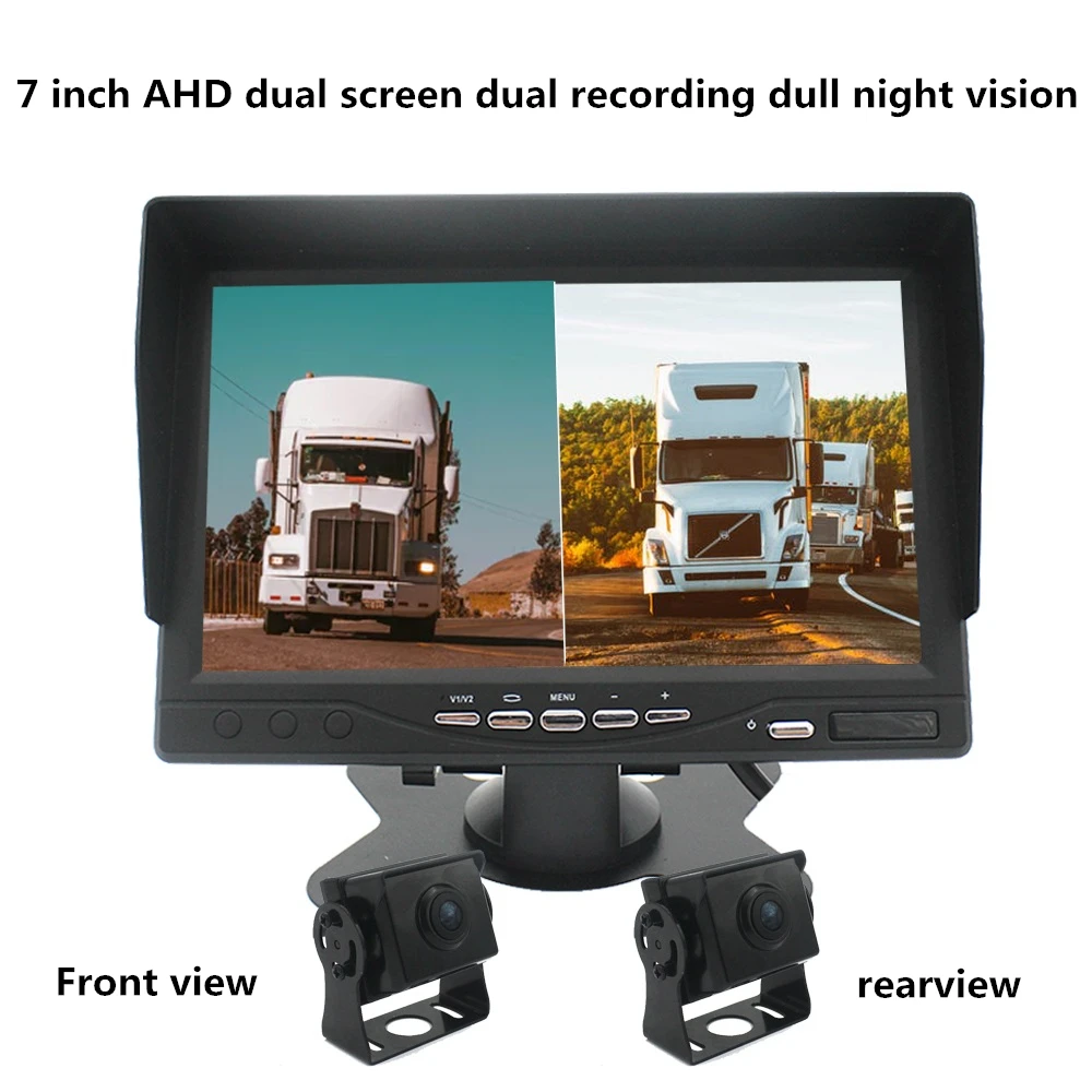 

Wired Car Monitor HD Display Front Rear view Camera Parking Double recording System For Rearview Monitors with remote control