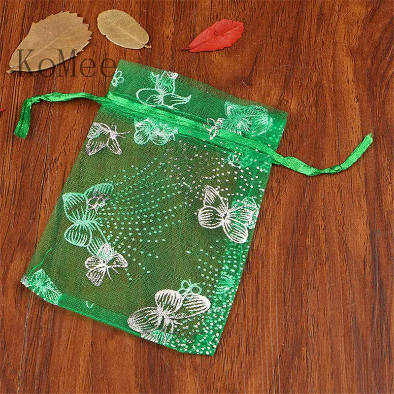 100pcs/lot Dark Green Organza Bag 13x18cm Wedding Favor Jewelry Packaging Bags Drawstring Gift