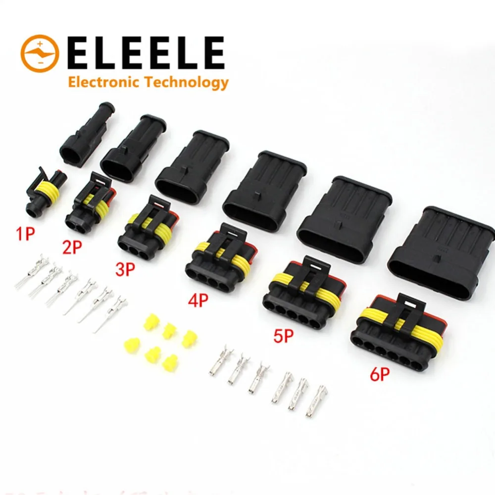 5 sets Kit 2 pin 1/2/3/4/5/6 pins Way AMP Super seal Waterproof Electrical Wire Connector Plug for car PN36 5 sets Kit 2 pin 1/2/3/4/5/6 pins Way AMP Super seal Waterproof Electrical Wire Connector Plug for car PN36