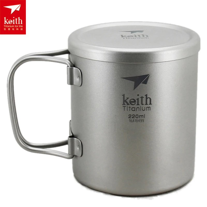 Keith 220ml 600ml Titanium Double wall Mug Camping Mug With Lid Ourdoor