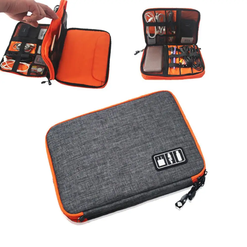 EastVita Double-layer Data Cable Storage Bag iPad Mobile Phone Accessories Multi-Function Electronic Storage Case