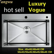 Стандартная кухонная раковина 4 мм толщиной руководство один слот 304 Нержавеющая Горячая 45x40/48x40/50x43/55x45/60x45/68x45 см