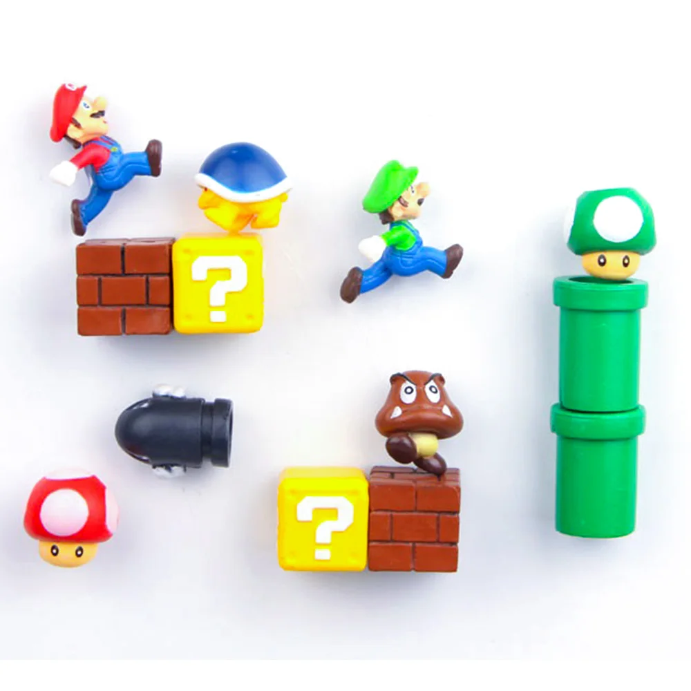 10 шт. 3D Супер Марио Bros магниты на холодильник магнит стикер сообщений взрослый человек Девочка Мальчик Дети игрушка подарок на день рождения