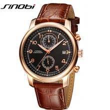 SINOBI Mens Genève Montres Top Marque De Luxe Hommes D’or de Quartz Montres Homme Chronographe Relogios Masculinos 2016 Horloges