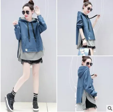 

Hooded splicing sleeves are fashionable and loose clothes harajuku hoodie