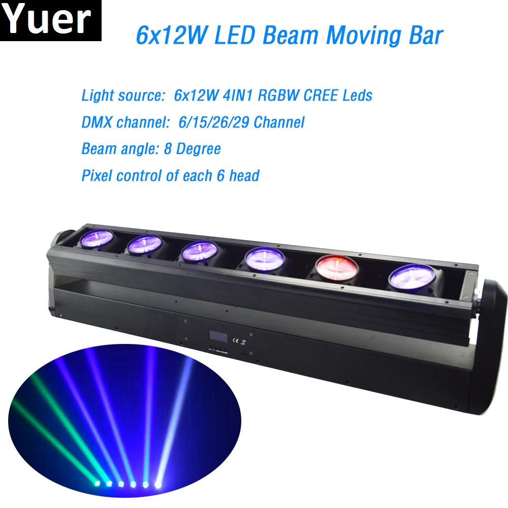 Светодиодный прожектор с вращающейся головкой 6x12 Вт RGBW 4 в 1 DMX512 90 240 В|Эффект