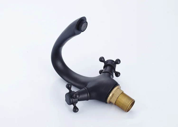 Black Bronze Double Handle Basin Faucet copper faucet Black Retro European trade taps for hot and cold water