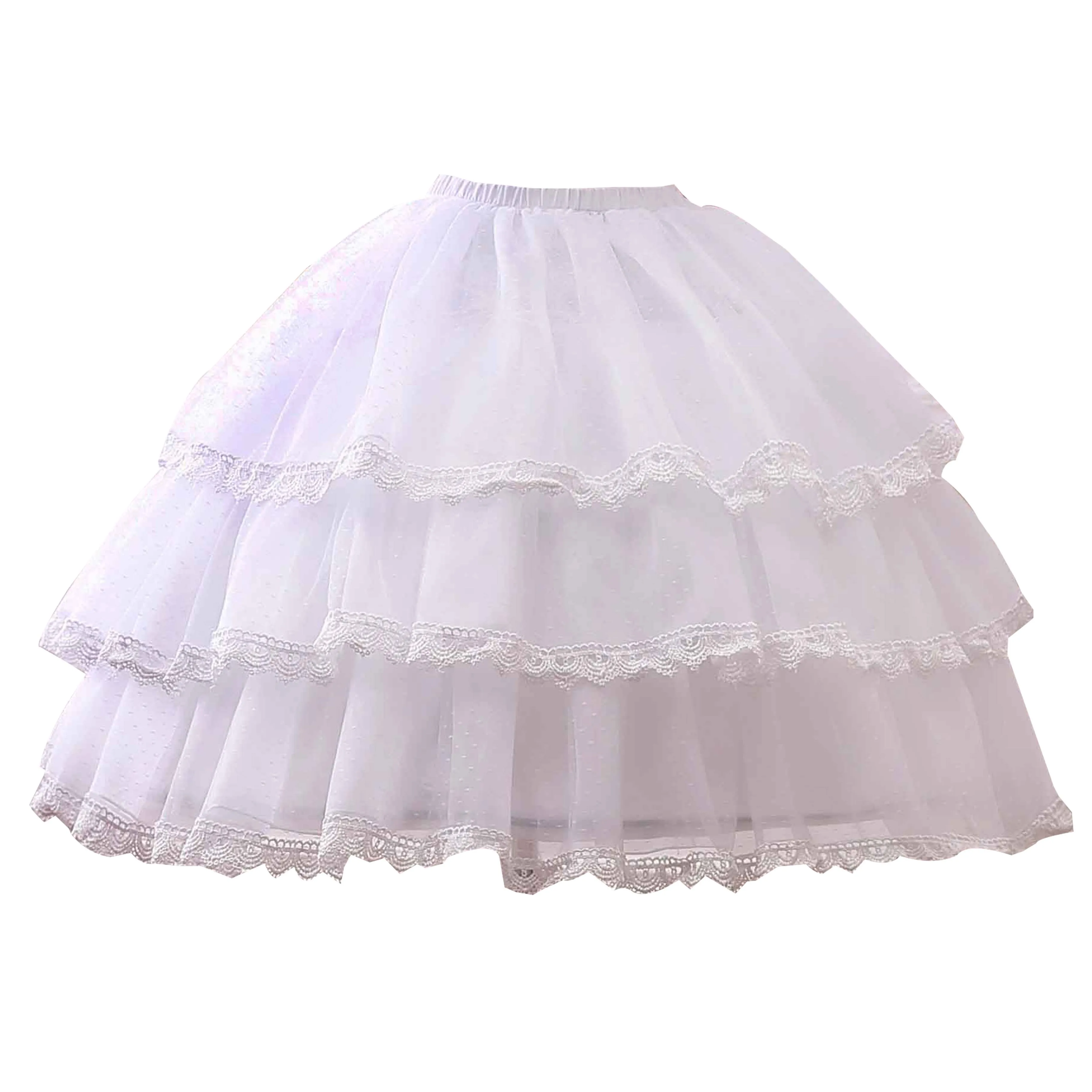 US $31.99 Short 50cm 68cm Lolita Cosplay Underskirt Rockabilly Crionline Ball Gown Petticoat 3 Layers Hoop Ruffle A Line Woman