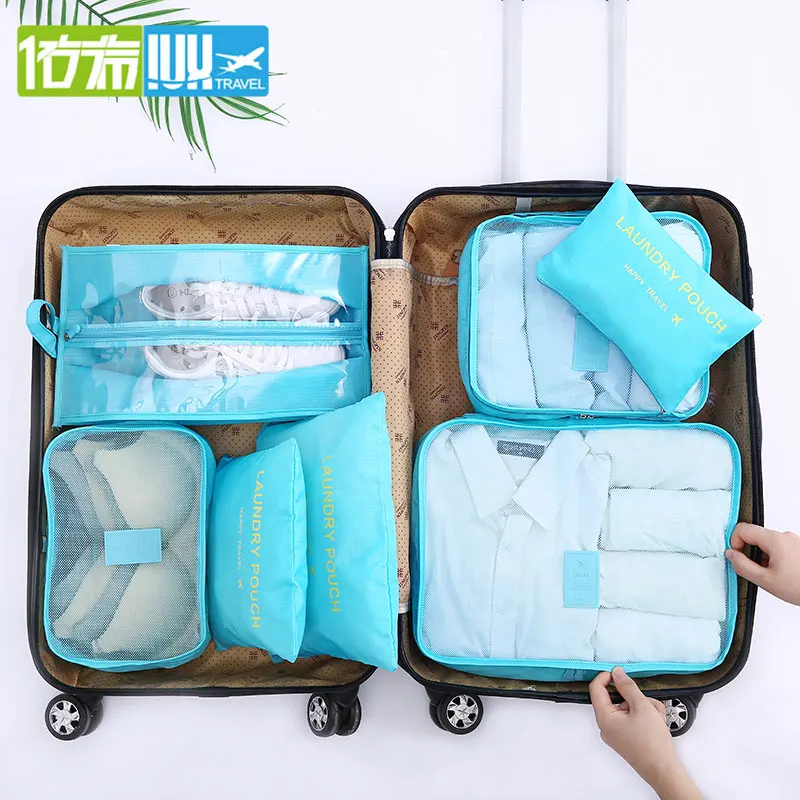 Kopen IUX Fashion Multifunctionele 7PCS Vrouwen Reistas Clother Ondergoed Beha Verpakking Kubus Bagage Organizer Pouch Familie Closet Tassen