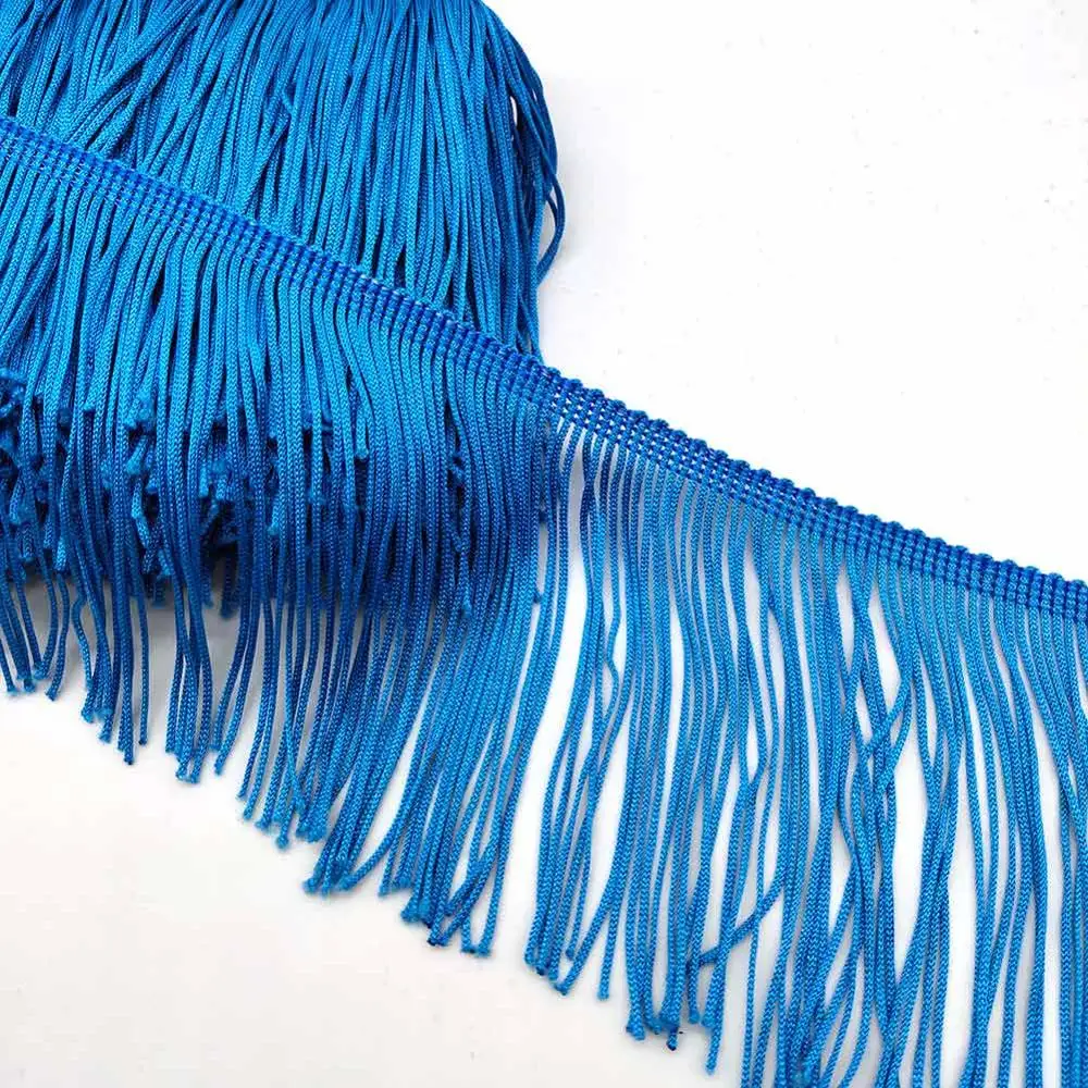 Красивая 10 ярдовая кружевная бахрома с отделкой 10 см широкая кисточка бахрома отделка для самостоятельного изготовления латинских платьев аксессуары для сценической одежды кружевная лента - Цвет: Sky blue