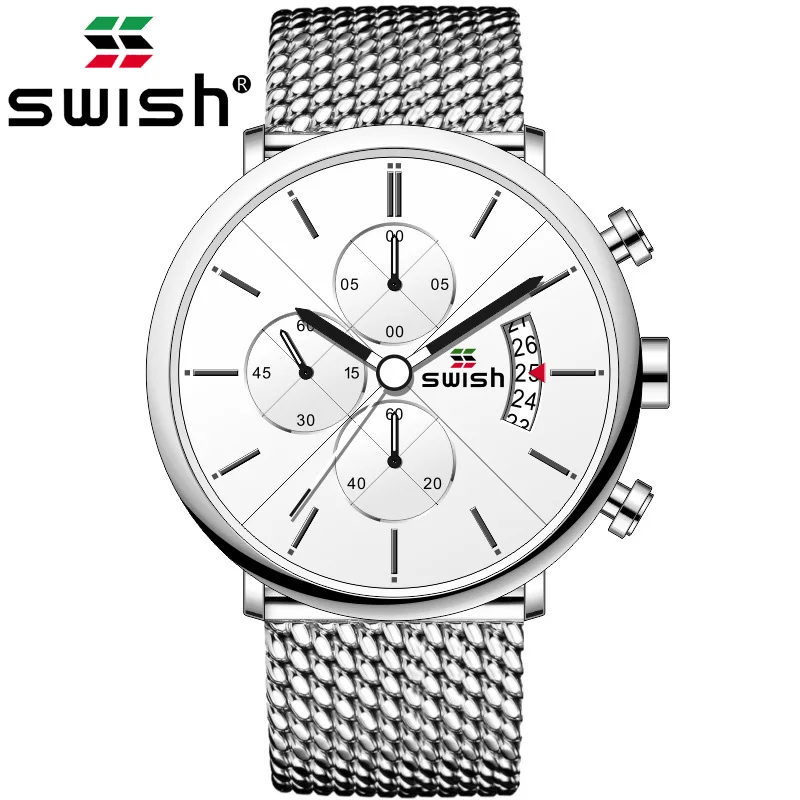 SWISH 2019 часы мужские спортивные кварцевые модные стальные полосы Часы s Лидирующий